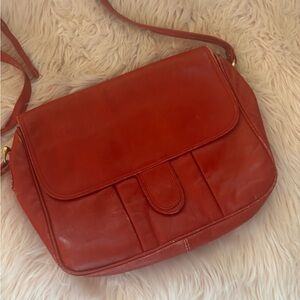 Chic Red Leather Crossbody Bag